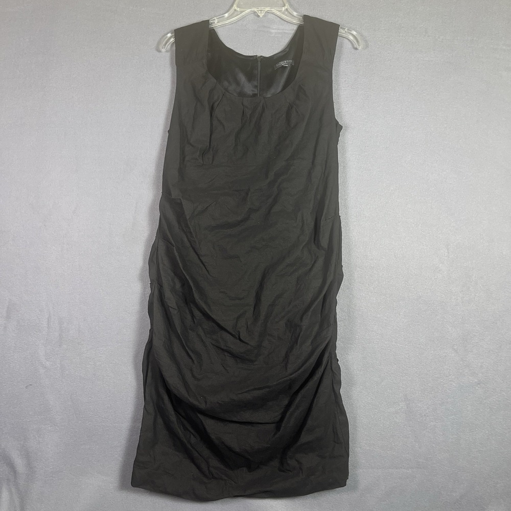 Eileen Fisher Sheath Dress Women 14P Petite Black Metallic Sleeveless Scoop Neck